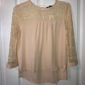 Cream long sleeve shirt with lacy details